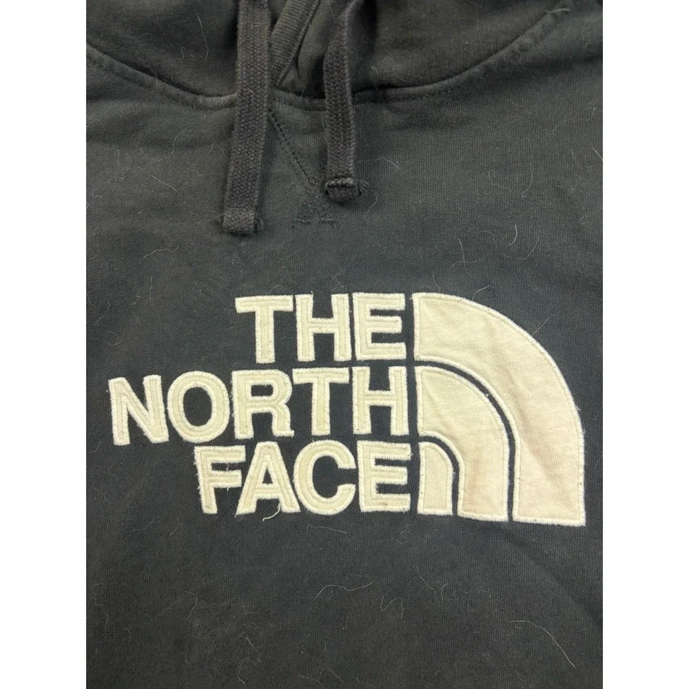 The North Face Hoodie Men XL Black Embroidered Logo Pullover Fleece Raglan